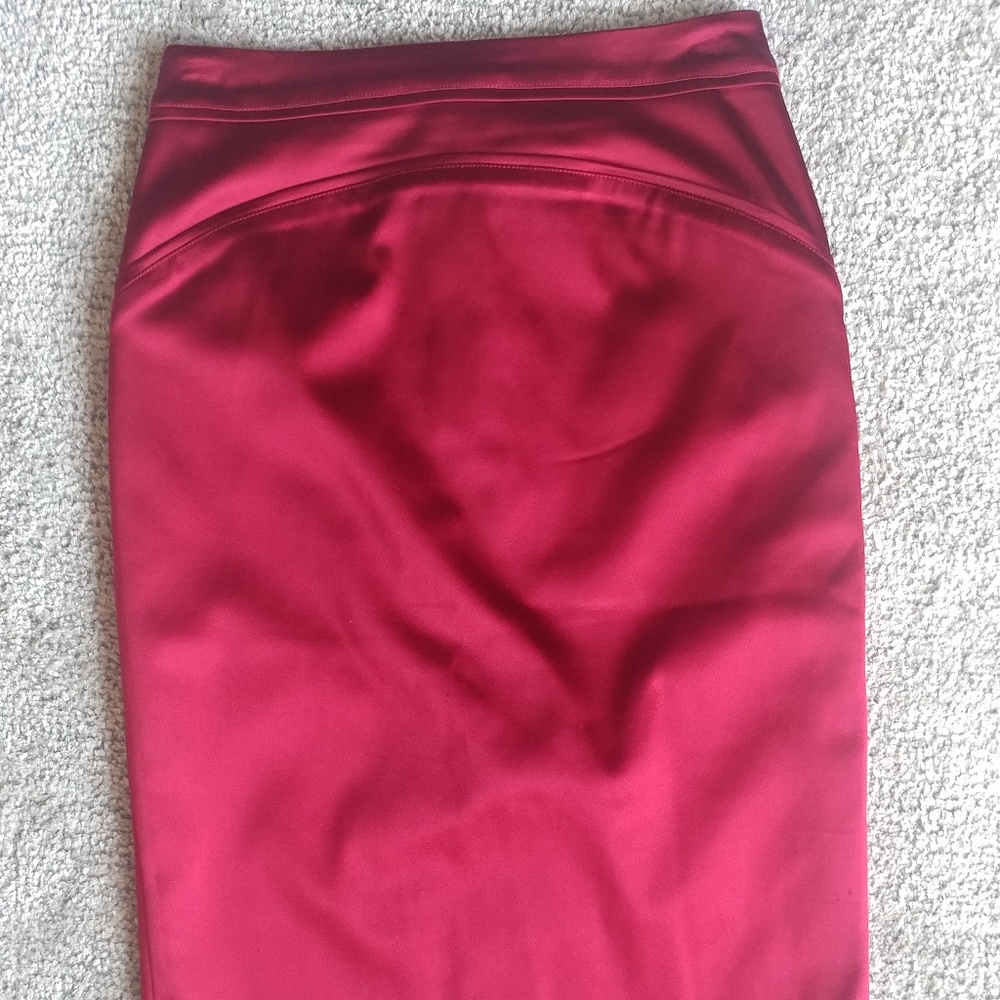 Hot red satin skirt